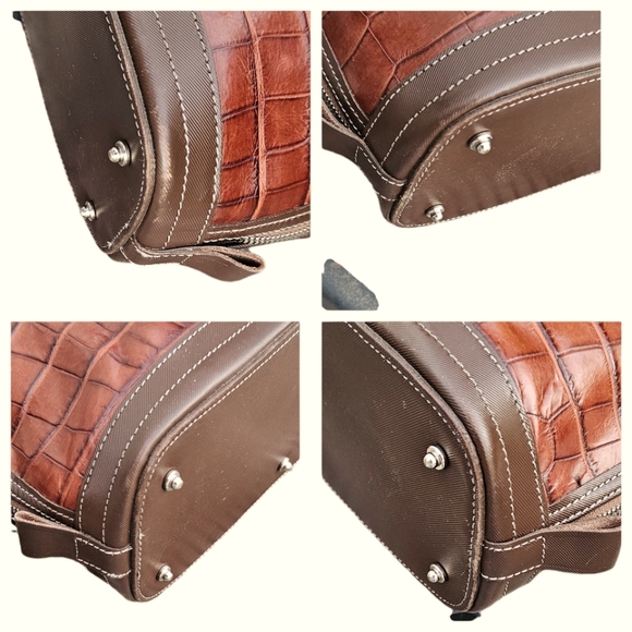 Dooney and Bourke USA Croc Embossed Bayou Bamboo Satchel/Crossbody Vintage - Picture 6 of 9